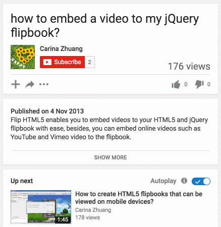 embed videos in jQuery flipbooks
